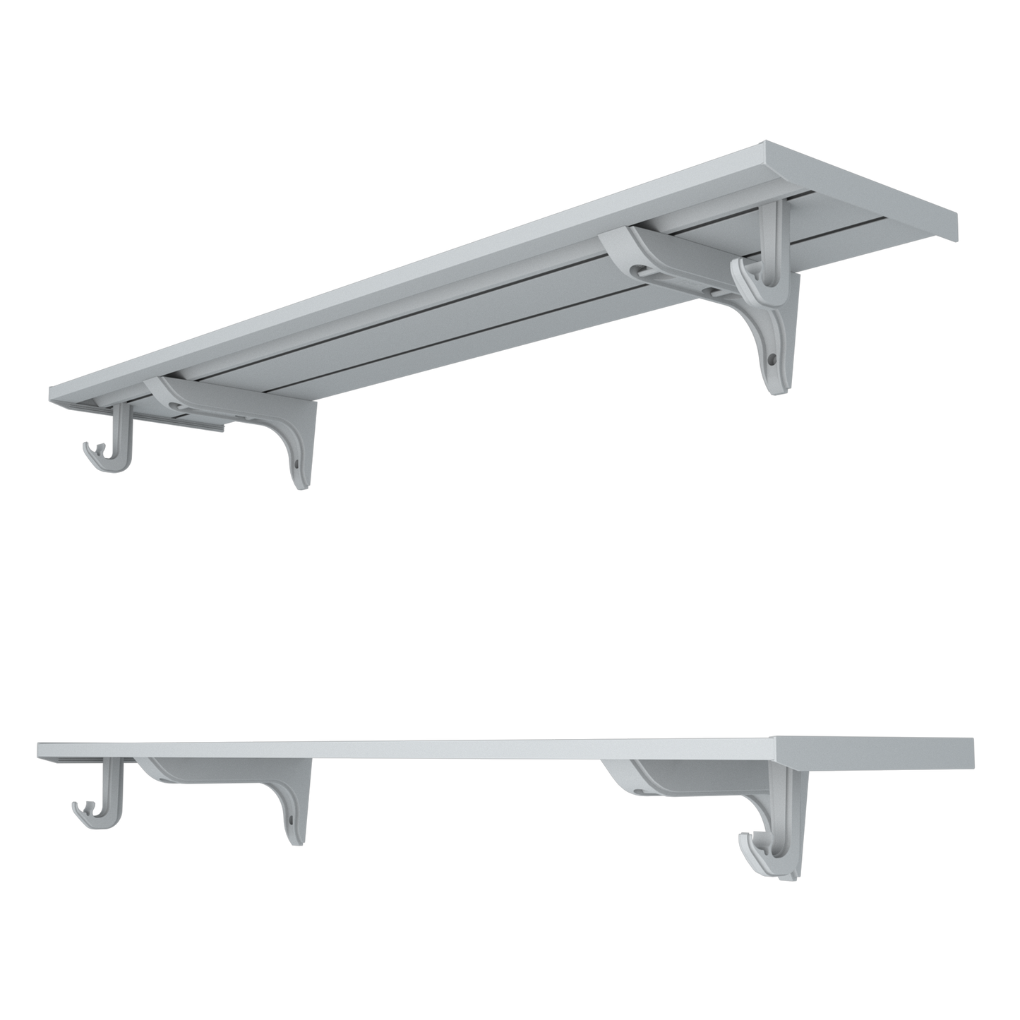 Double Row Closet Rod Kit for storage and organization, garage storage Grey assembled angle.png