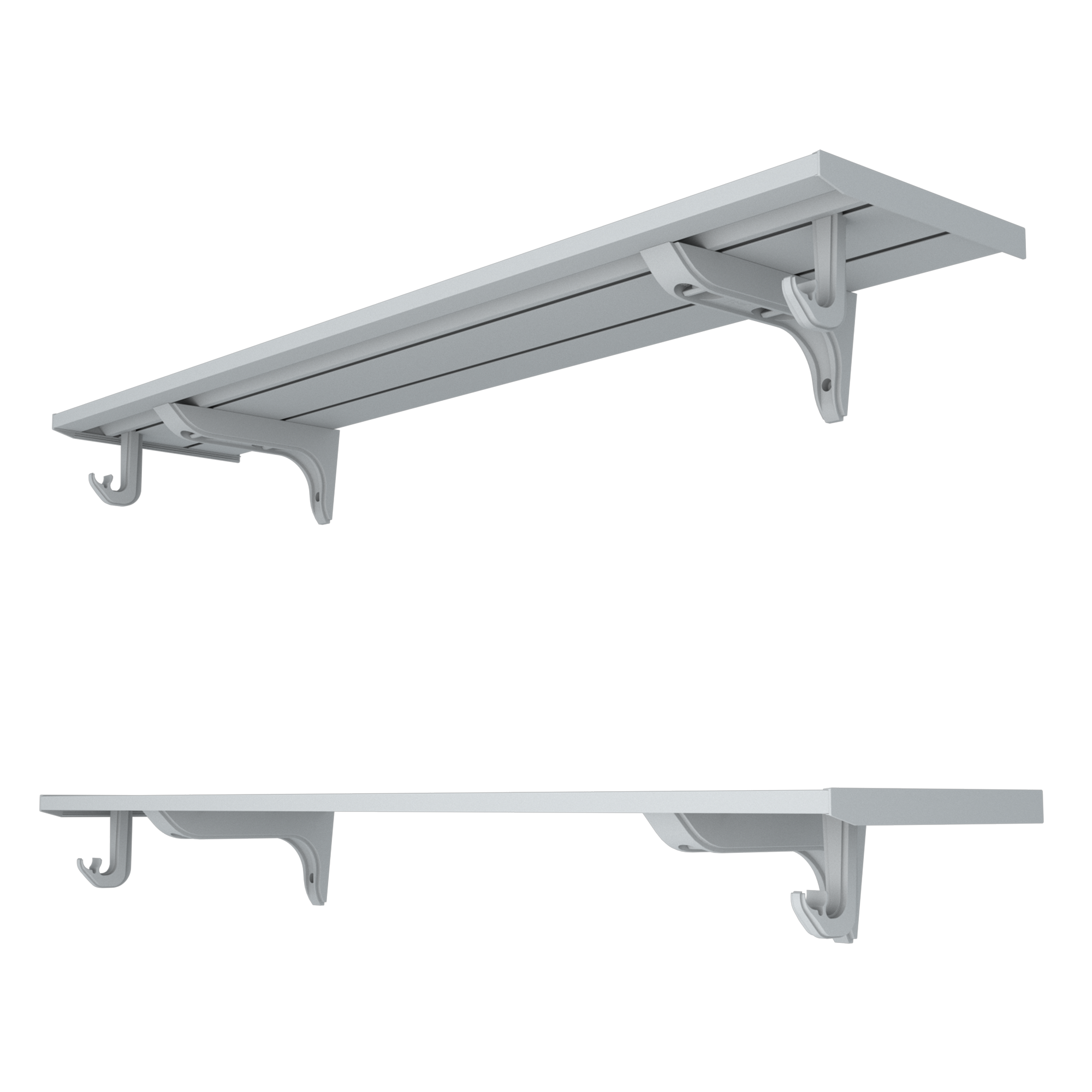 Double Row Closet Rod Kit for storage and organization, garage storage Grey assembled angle.png