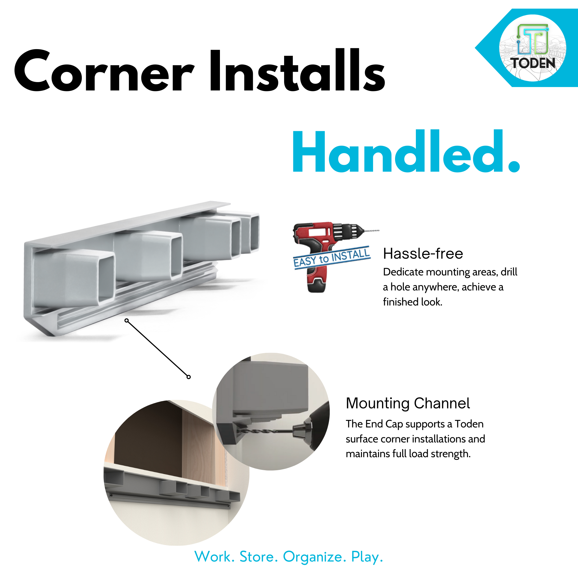 shelf ends & shelving end cap for organization and storage, garage storage, closet ideas features infographic.png